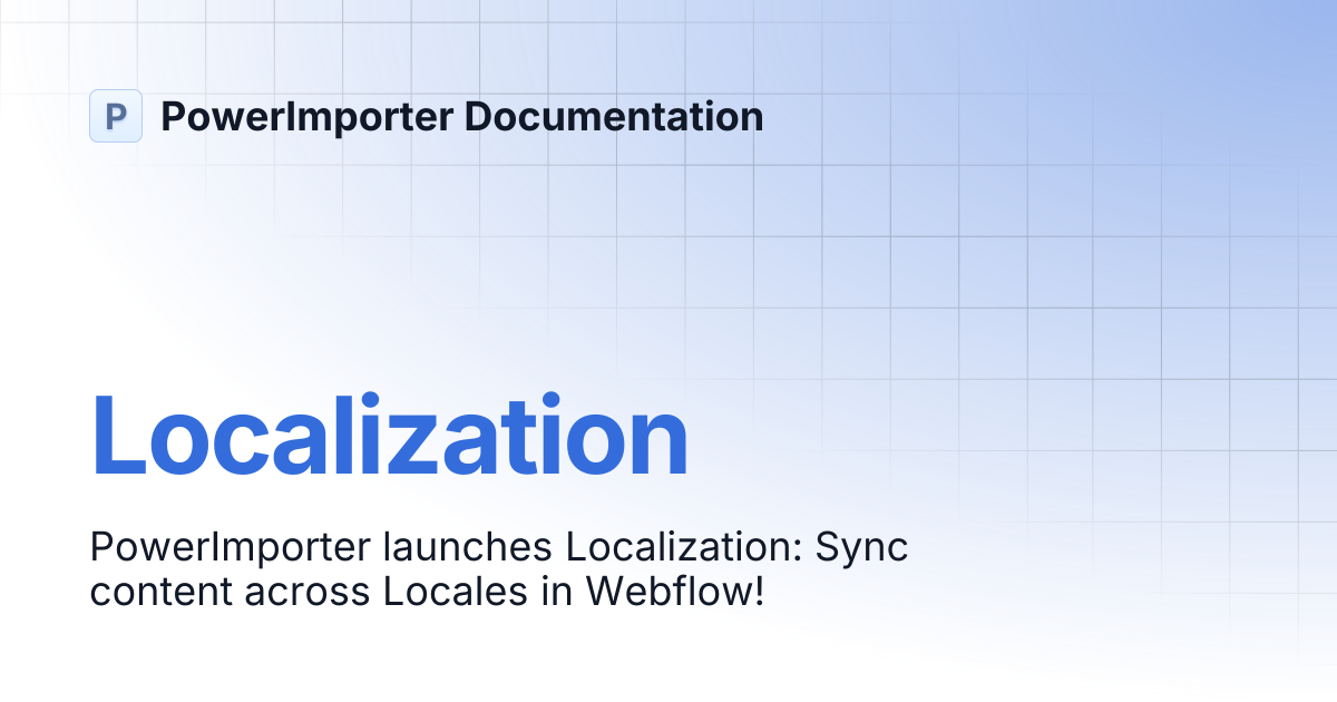 Localization | PowerImporter Documentation